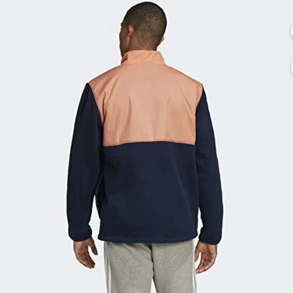 adidas Winterized 1/2 Zip Top Collegiate Navy/Chalk Coral Fleece Jacket SZ L